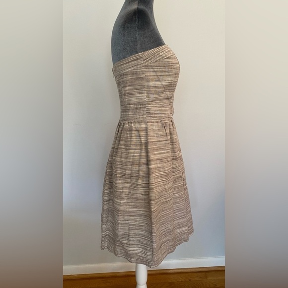 Banana Republic Linen Blend Strapless Dress with Pockets Taupe Size 4 - Picture 4 of 11